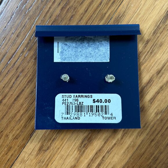 B. Brilliant Sterling Silver Cubic Zirconia Studs - Picture 3 of 3